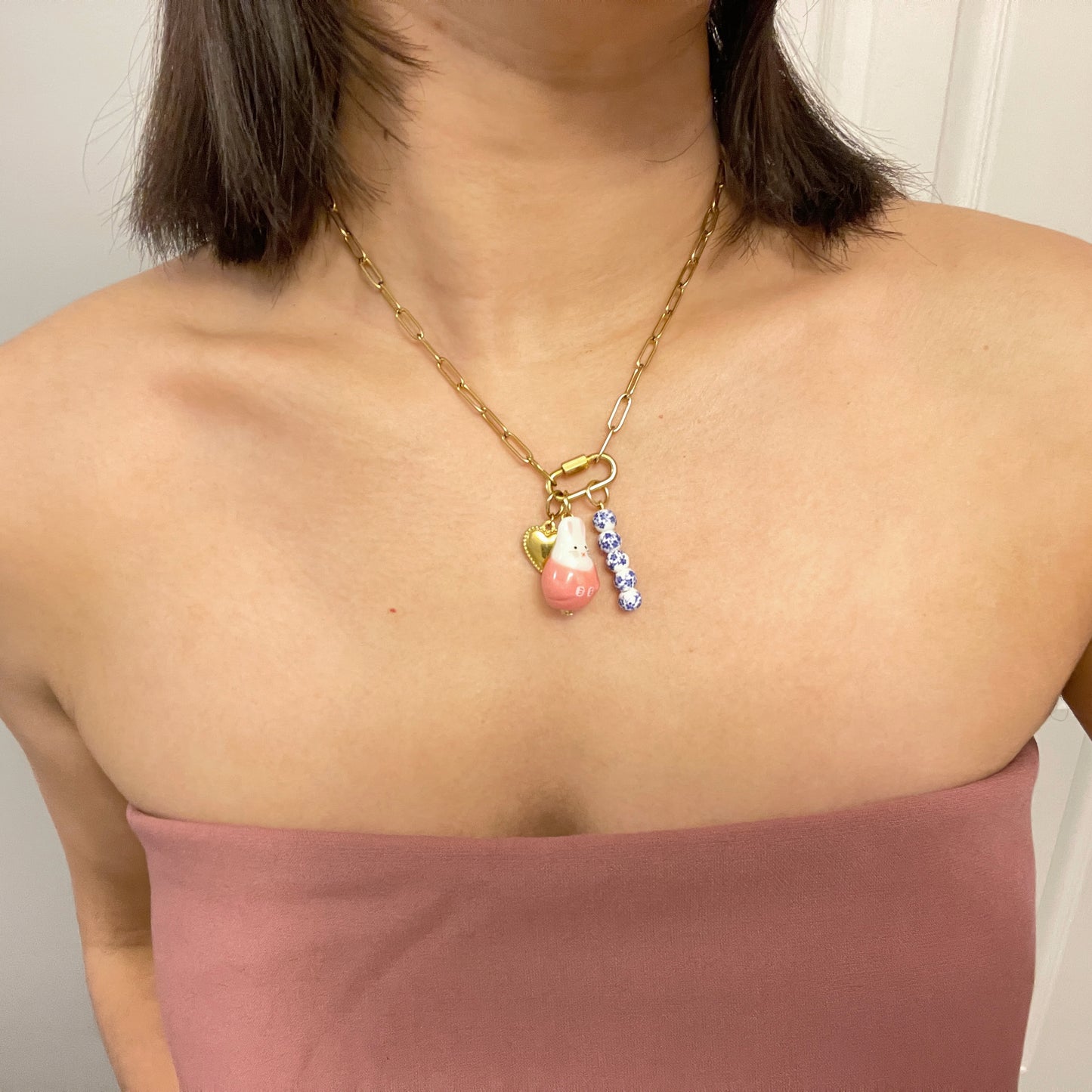 Build Your Own Custom Charm Necklace | Paper Clip Chain with Rounded Rectangle Clasp