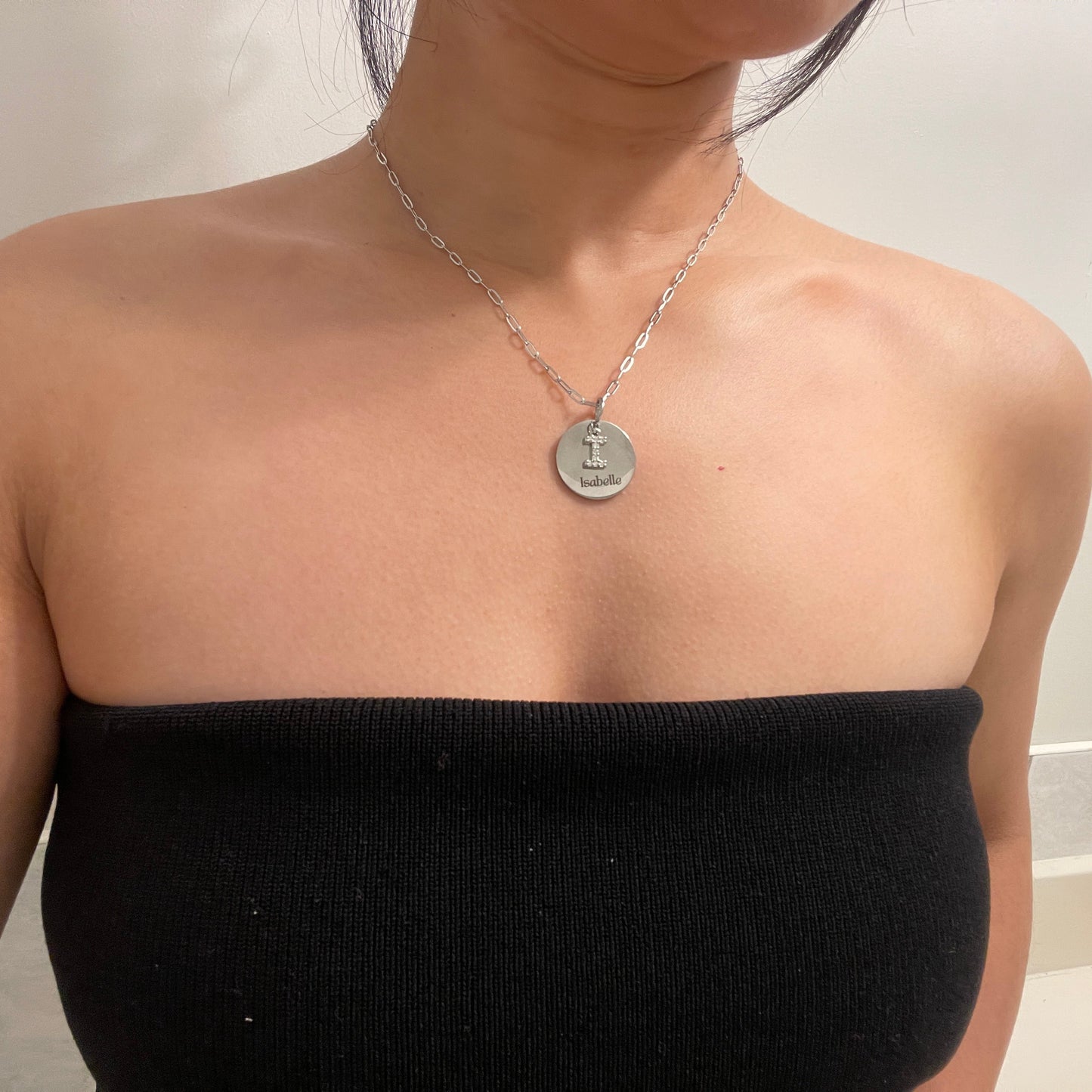 Laser Engraved Charm with Initial | Disc | Silver (charms only)