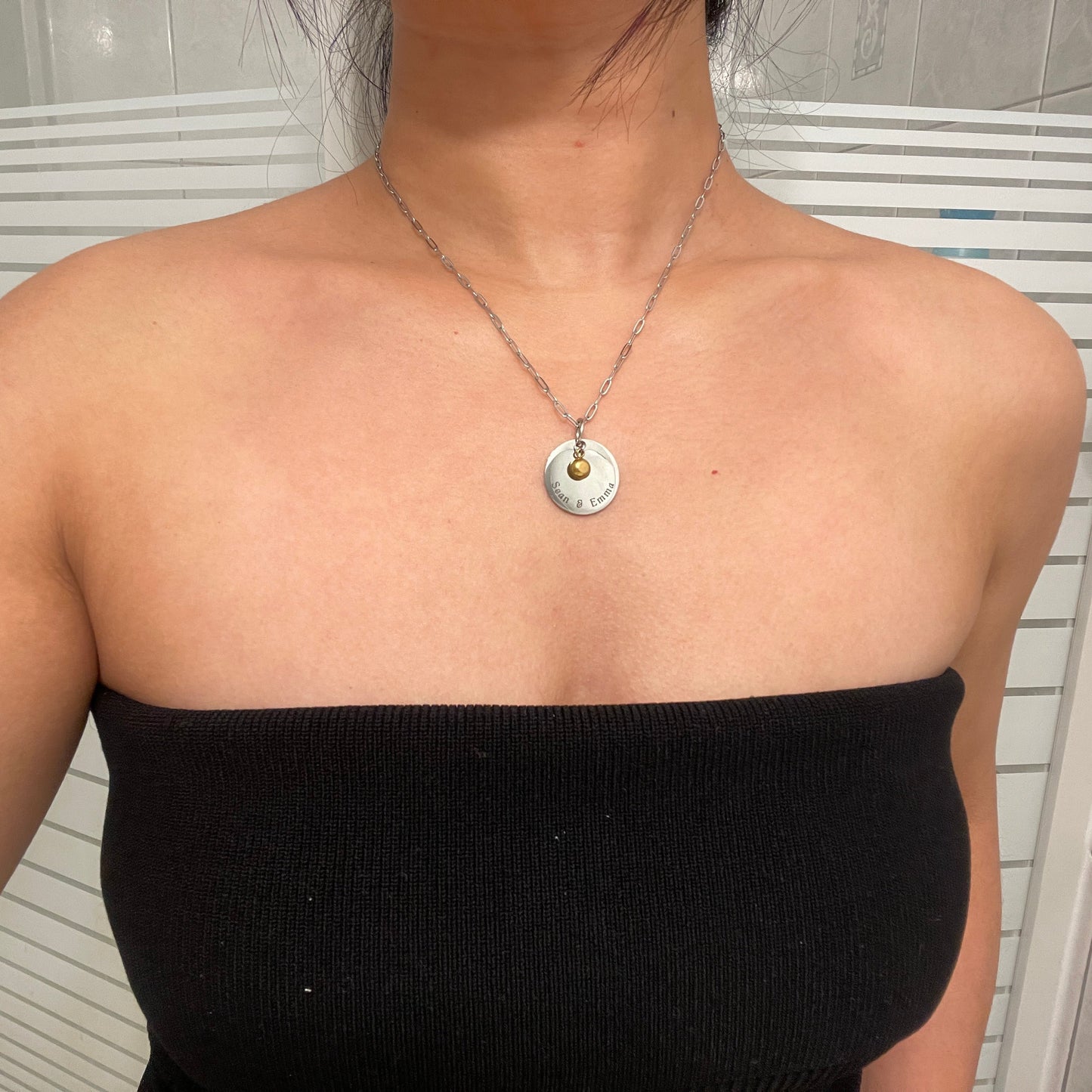 Laser Engraved Charm with Stone | Disc | Silver (charms only)