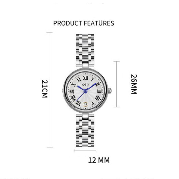 Elegant Round Dial Watch – Stainless Steel Bracelet | Roman Index | Water Resistant 3ATM | Anti-Fade