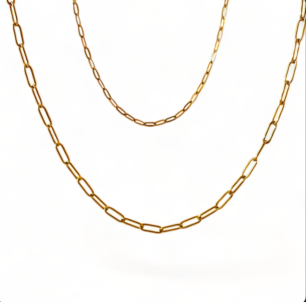 Laser Engraved Necklace | Paper Clip Chain (Big) | Gold
