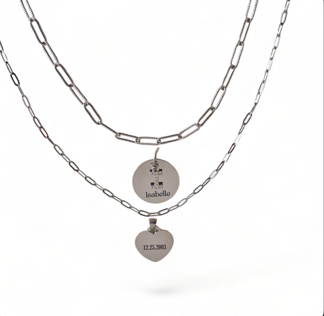 Laser Engraved Necklace | Paper Clip Chain (Big) | Silver