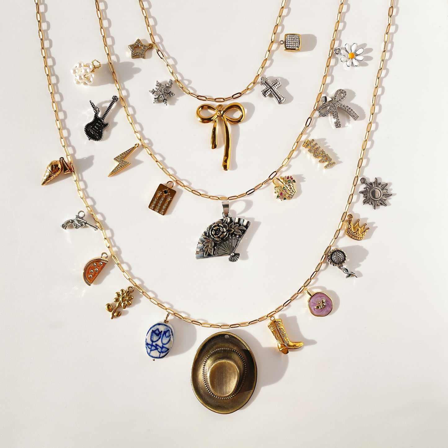 Build Your Own Custom Charm Necklace | Paper Clip Chain (small, Gold)