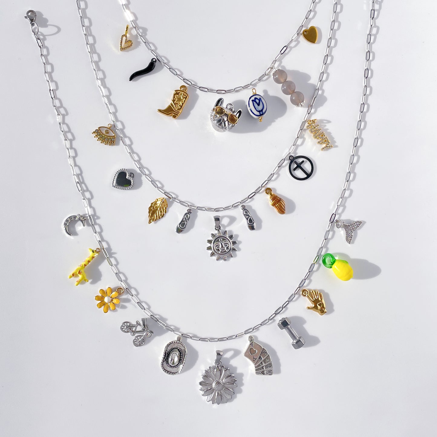 Build Your Own Custom Charm Necklace | Paper Clip Chain (small, Silver)