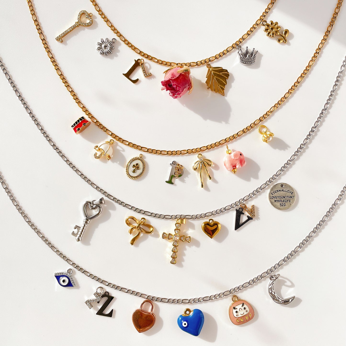 Build Your Own Custom Charm Necklace | Figaro Curb Chain