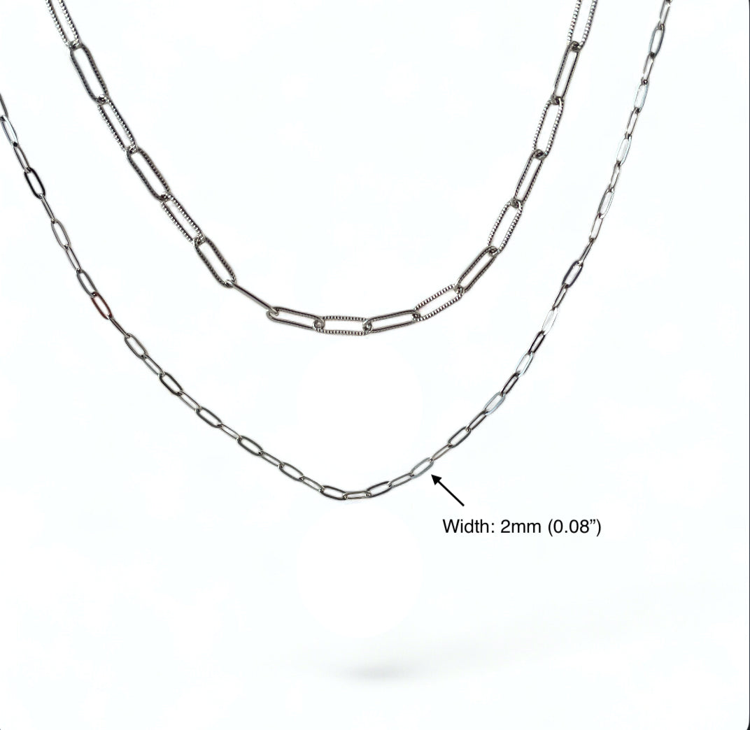 Build Your Own Custom Charm Necklace | Paper Clip Chain (small, Silver)
