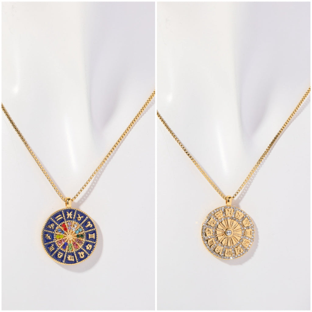 Tarot Card Necklace Cubic Zirconia Inlay