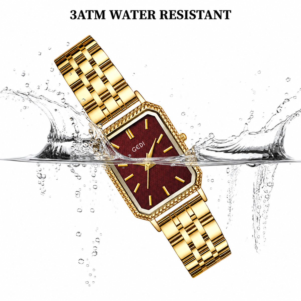 Vintage Rectangle Women’s Watch – Stainless Steel Bracelet, 3ATM Water Resistant Quartz Wristwatch