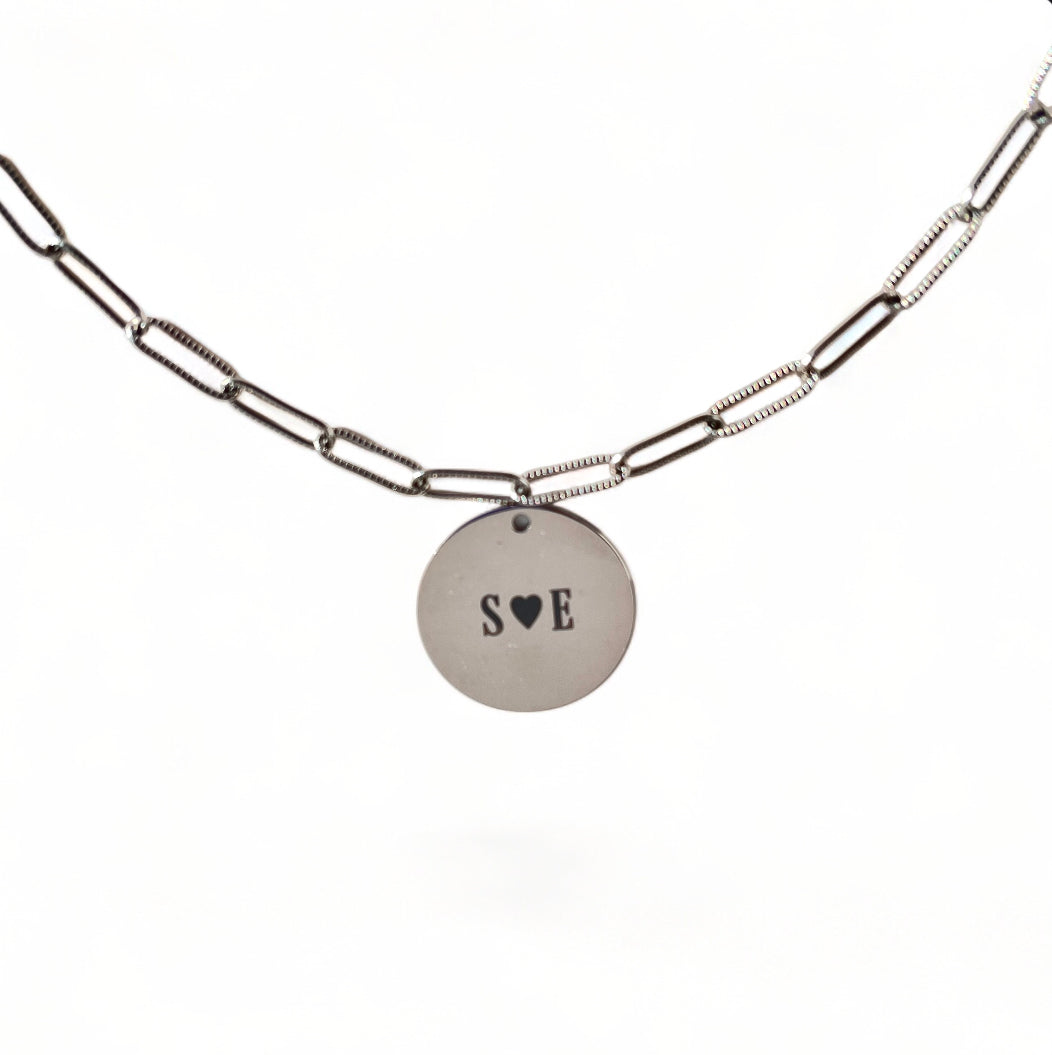 Laser Engraved Necklace | Paper Clip Chain (Big) | Silver