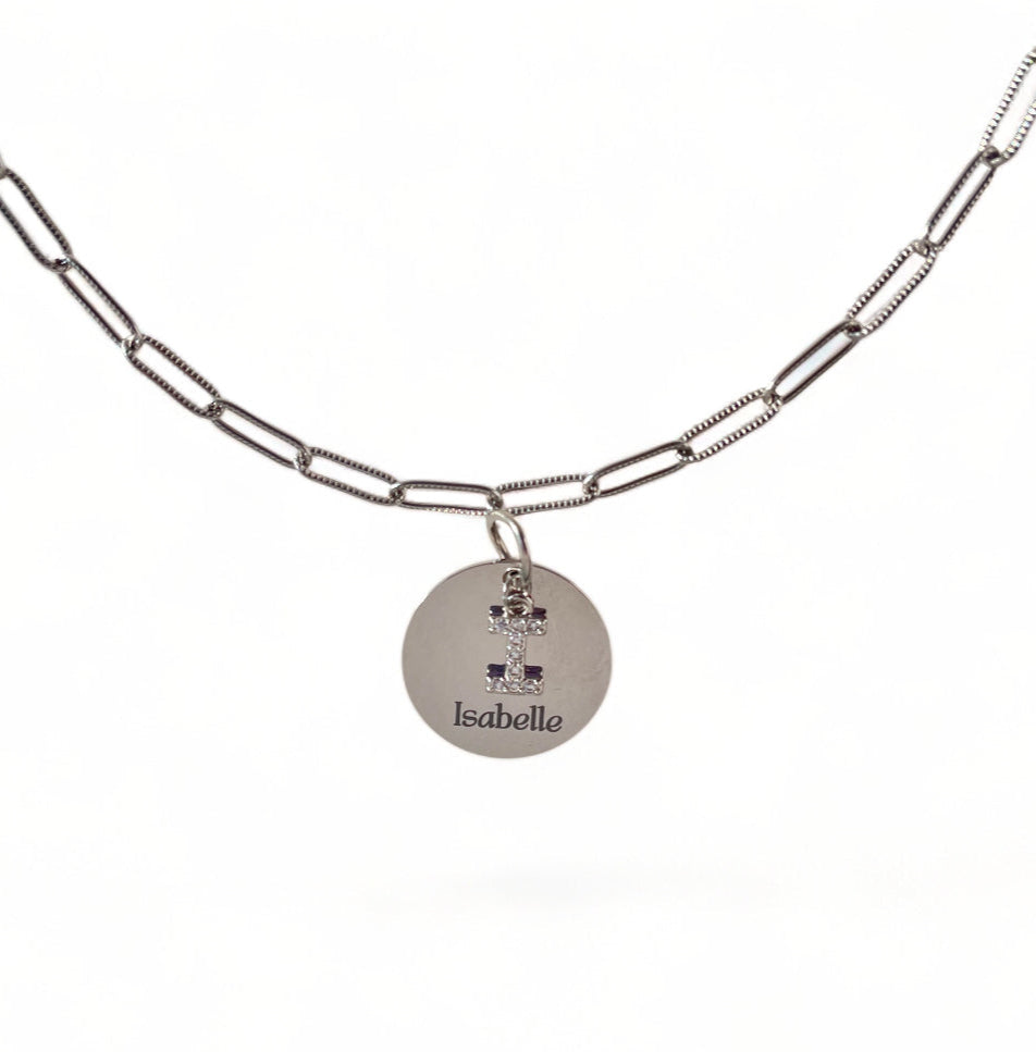 Laser Engraved Necklace | Paper Clip Chain (Big) | Silver
