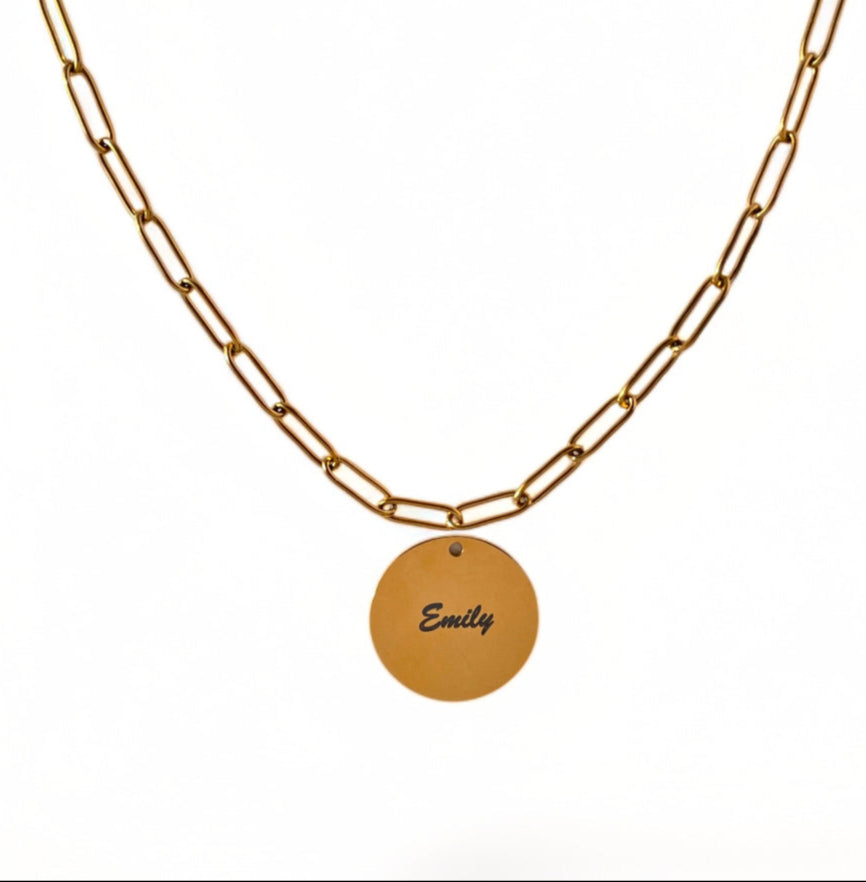 Laser Engraved Necklace | Paper Clip Chain (Big) | Gold