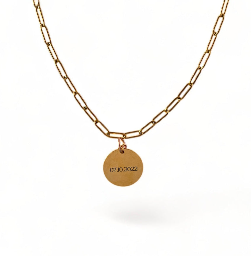 Laser Engraved Necklace | Paper Clip Chain (Big) | Gold