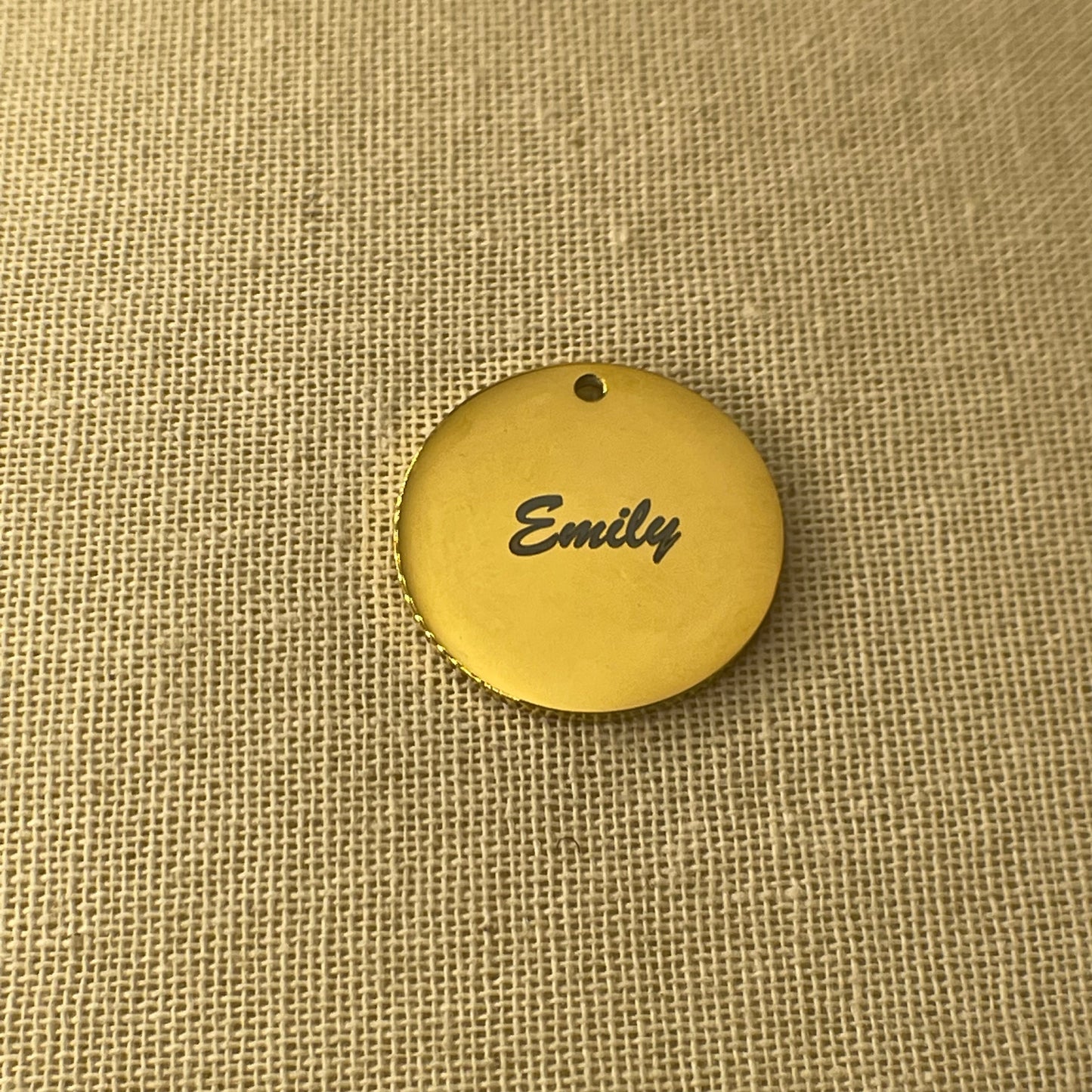 Laser Engraved Charm | Disc Shape | Gold (charm only)