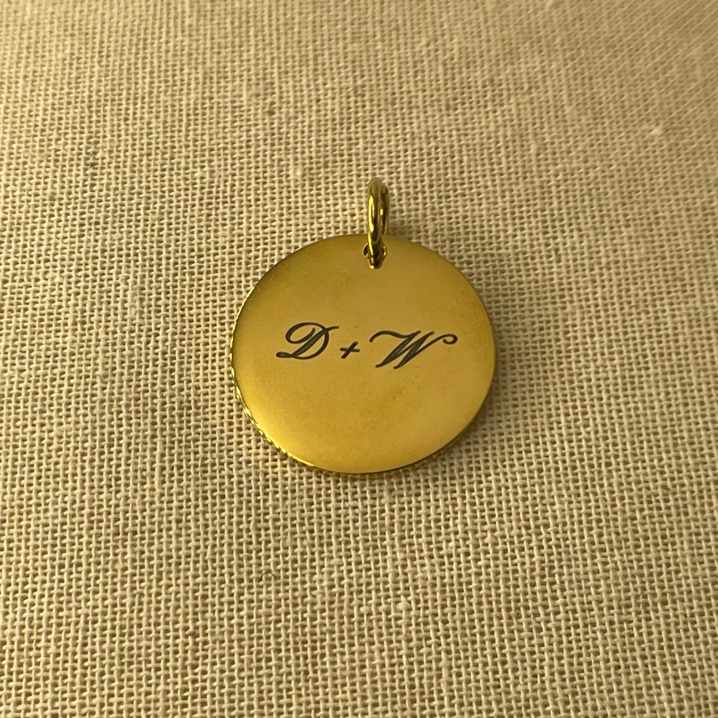 Laser Engraved Charm | Disc Shape | Gold (charm only)