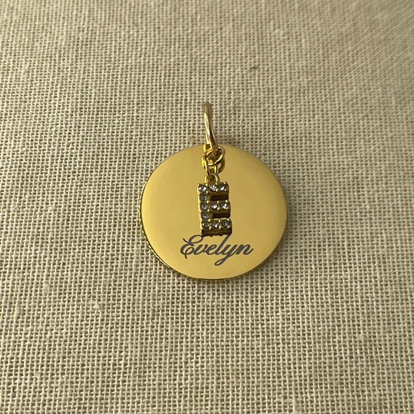 Laser Engraved Charm with Initial | Disc | Gold (charms only)