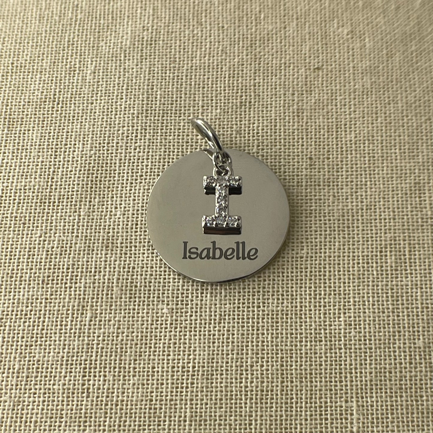 Laser Engraved Charm with Initial | Disc | Silver (charms only)