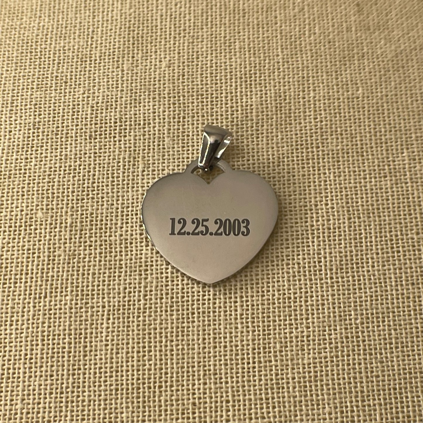 Laser Engraved Charm | Heart Shape | Silver (charm only)