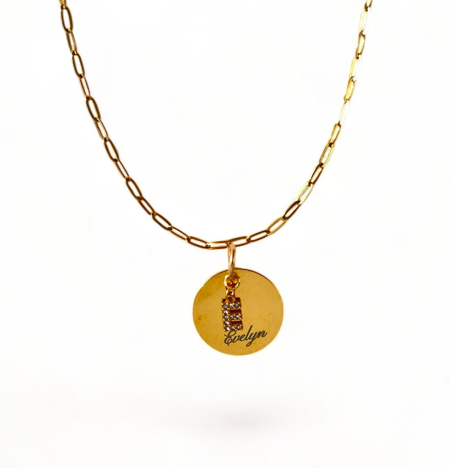Laser Engraved Necklace | Paper Clip Chain (Small) | Gold