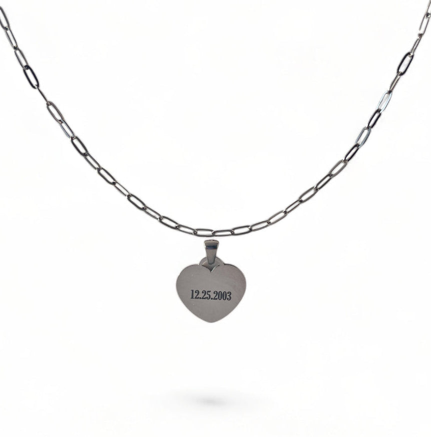 Laser Engraved Necklace | Paper Clip Chain (Small) | Silver