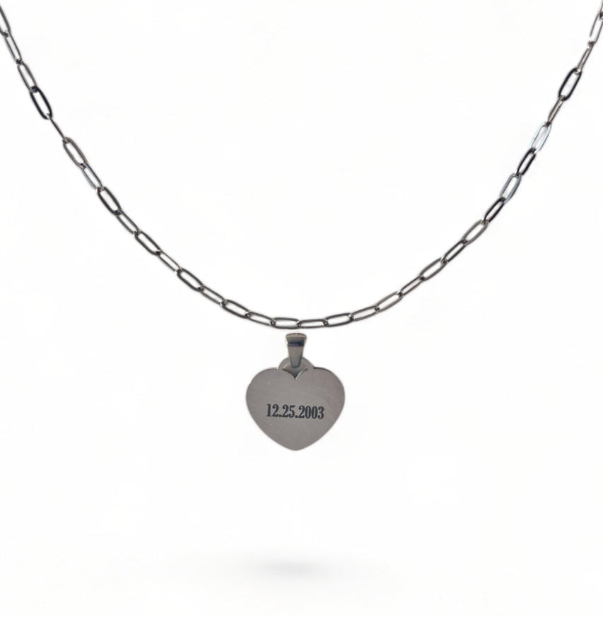 Laser Engraved Necklace | Paper Clip Chain (Small) | Silver