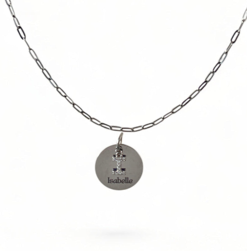 Laser Engraved Necklace | Paper Clip Chain (Small) | Silver