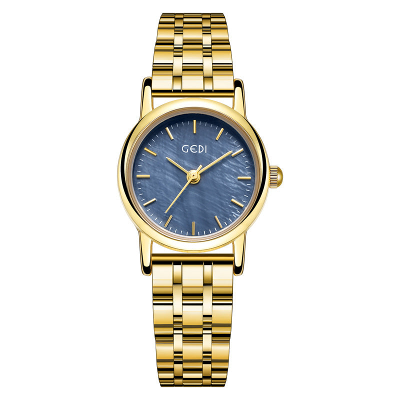 Mother-of-Pearl Dial Women’s Watch – Stainless Steel Vintage Quartz Wristwatch