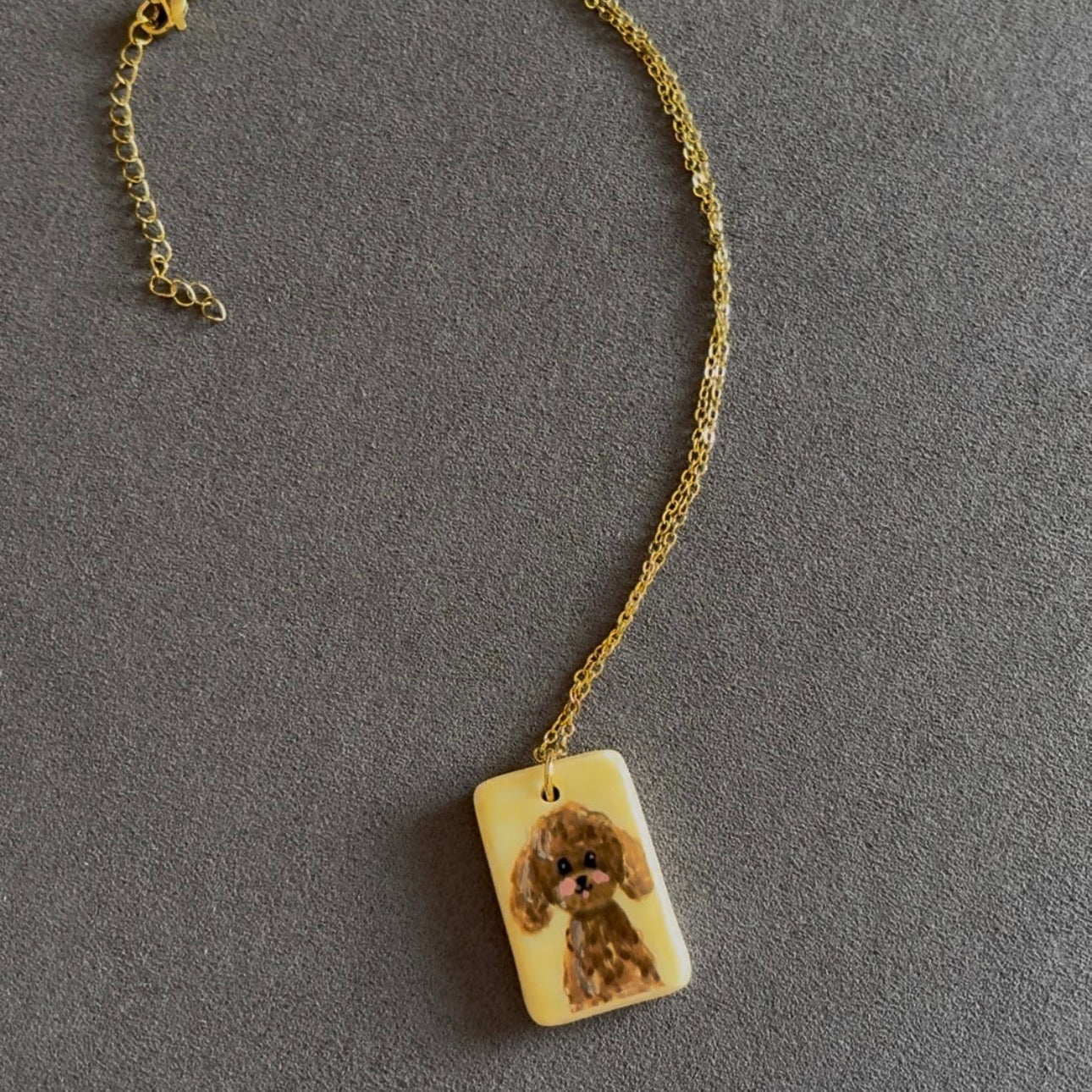Hand-Painted Ceramic Poodle Dog Jewelry | Necklace & Ring