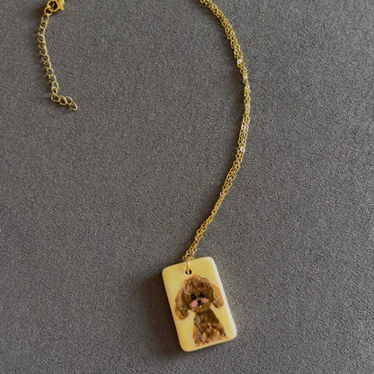 Hand-Painted Ceramic Poodle Dog Jewelry | Necklace & Ring