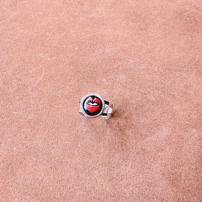 Handmade Ceramic Ring, Stainless Steel Band, Adjustable Ring, pinky ring  - silver