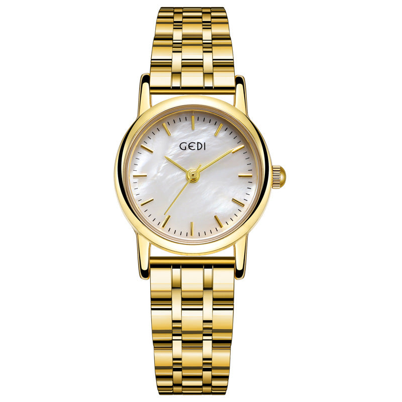 Mother-of-Pearl Dial Women’s Watch – Stainless Steel Vintage Quartz Wristwatch