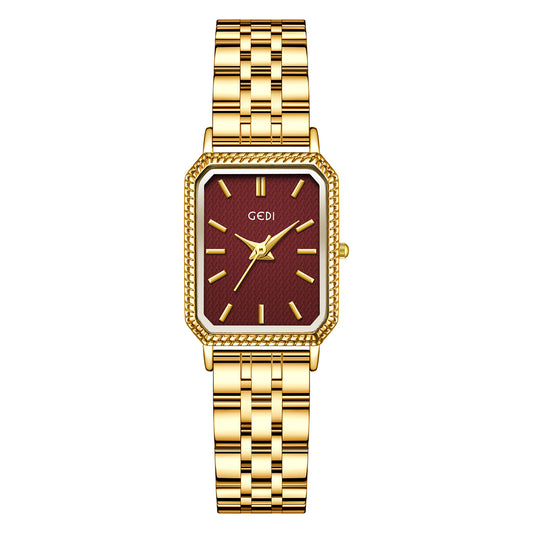 Vintage Rectangle Women’s Watch – Stainless Steel Bracelet, 3ATM Water Resistant Quartz Wristwatch