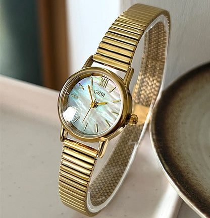 Vintage Mother-of-Pearl Inspired Dial Gold Watch