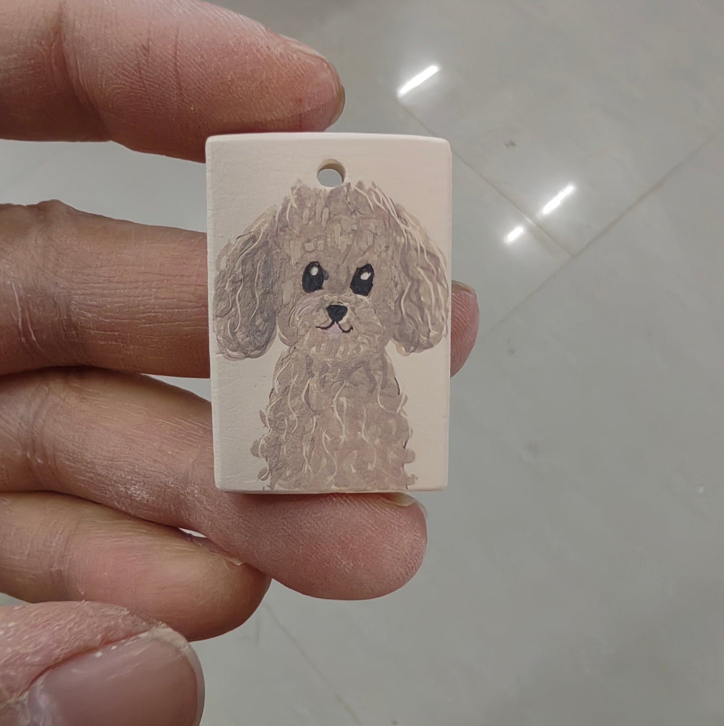 Hand-Painted Ceramic Poodle Dog Jewelry | Necklace & Ring