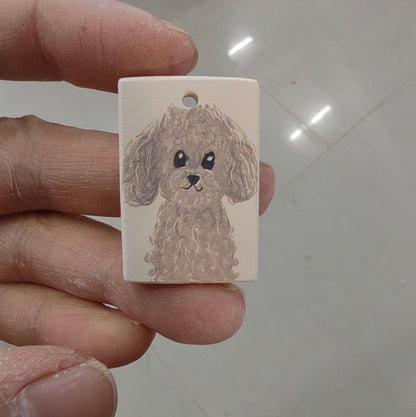 Hand-Painted Ceramic Poodle Dog Jewelry | Necklace & Ring