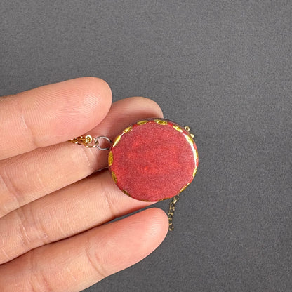 Handmade ceramic necklace, Evil Eye ceramic pendant series, natural boho style, rustic nature-inspired design.