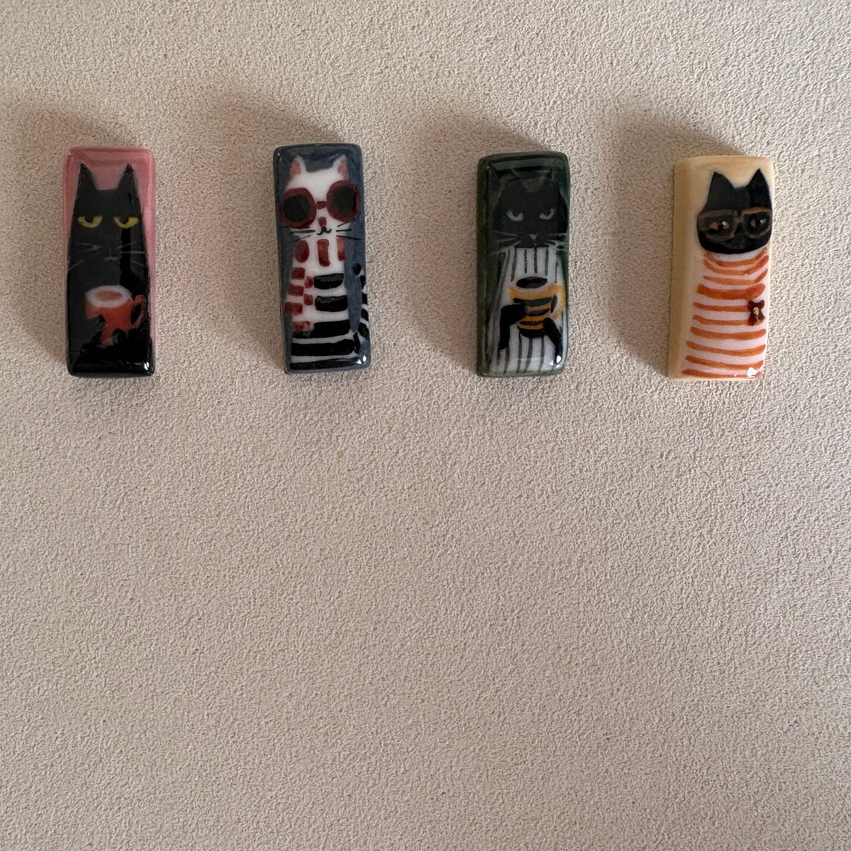 Hand Painted Ceramic Cat Ring, Adjustable Ring, Cute Cat Jewelry, Handmade Porcelain Ring, Cat Lover Gift, Unique Artisan Ring