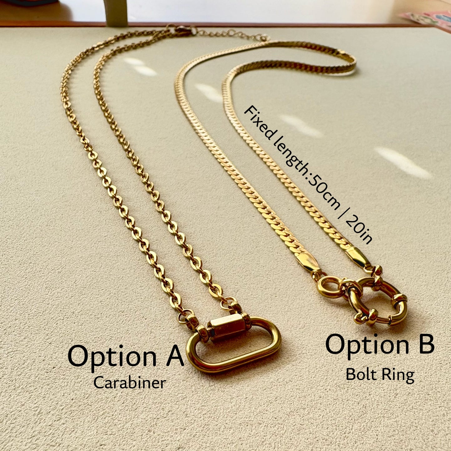 Build Your Own Custom Charm Necklace | Link Chain with Rounded Rectangle Clasp | Gold