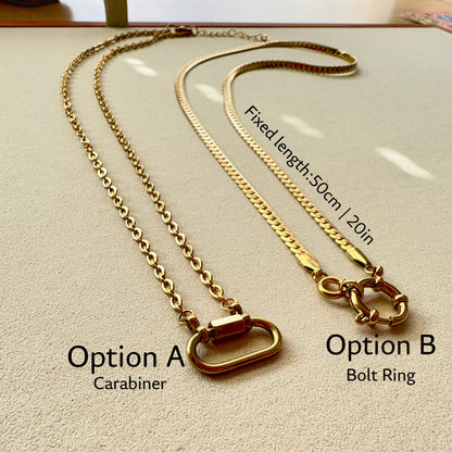 Build Your Own Custom Charm Necklace | Link Chain with Rounded Rectangle Clasp | Gold