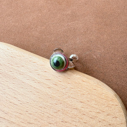 Handmade Ceramic Ring, Stainless Steel Band, Adjustable Ring, pinky ring  - silver