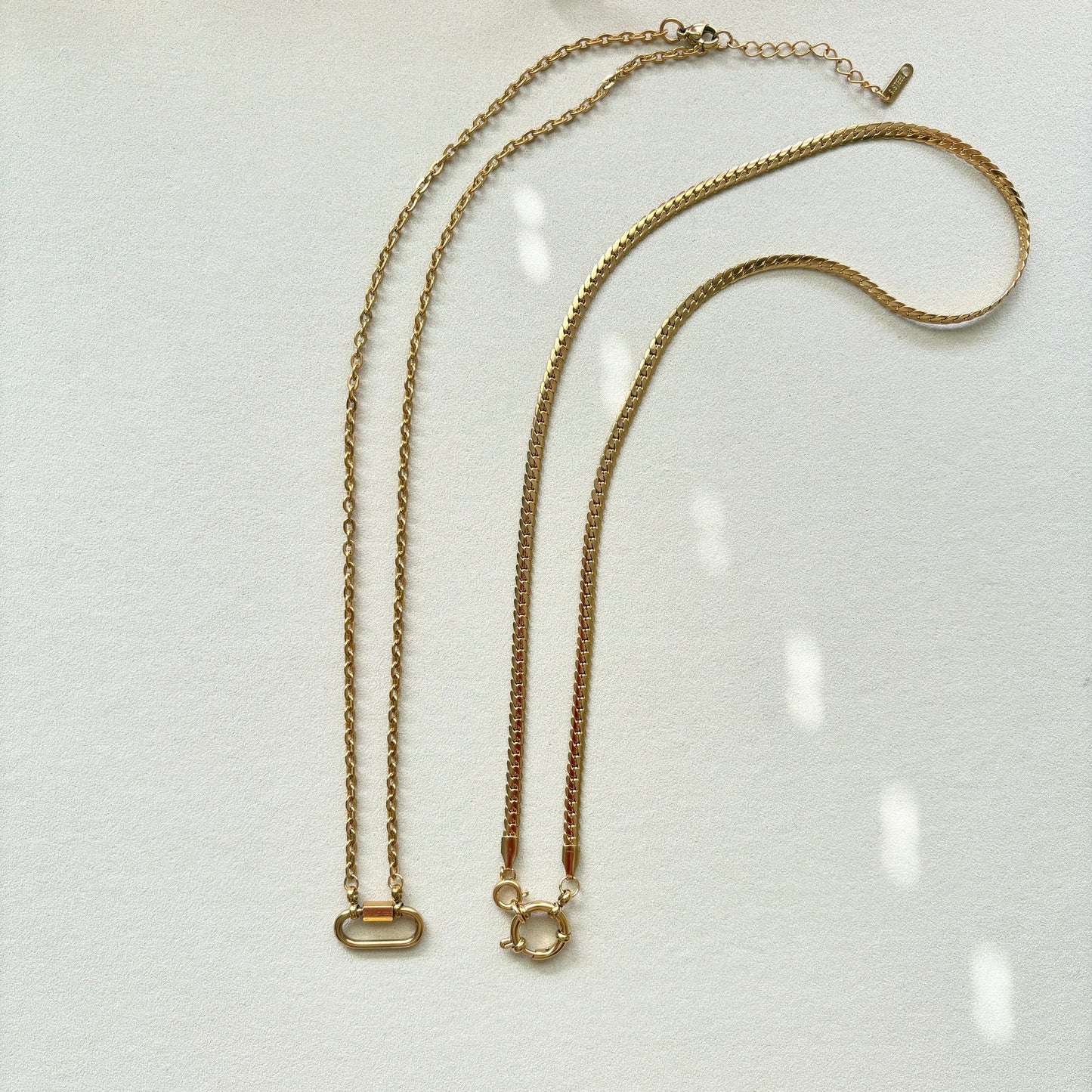 Build Your Own Custom Charm Necklace | Link Chain with Rounded Rectangle Clasp | Gold