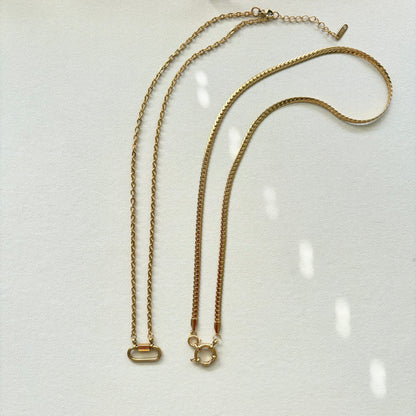 Build Your Own Custom Charm Necklace | Link Chain with Rounded Rectangle Clasp | Gold