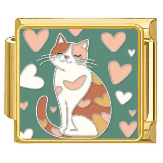 Cat and Hearts - Gold