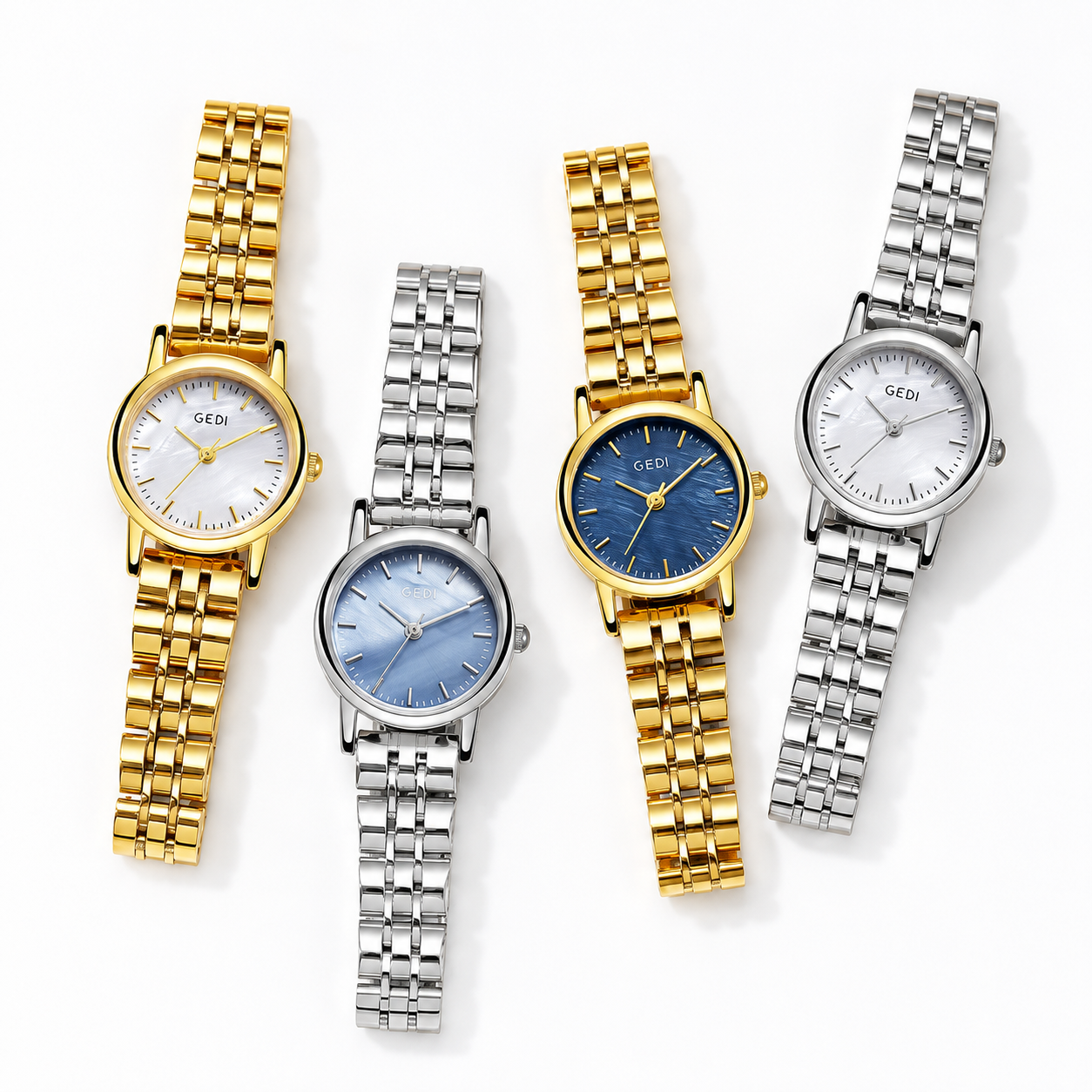 Mother-of-Pearl Dial Women’s Watch – Stainless Steel Vintage Quartz Wristwatch