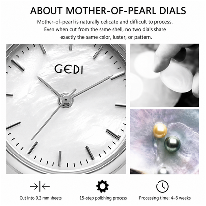 Mother-of-Pearl Dial Women’s Watch – Stainless Steel Vintage Quartz Wristwatch