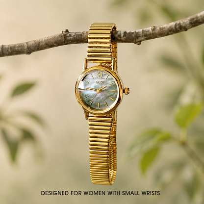 Vintage Mother-of-Pearl Inspired Dial Gold Watch