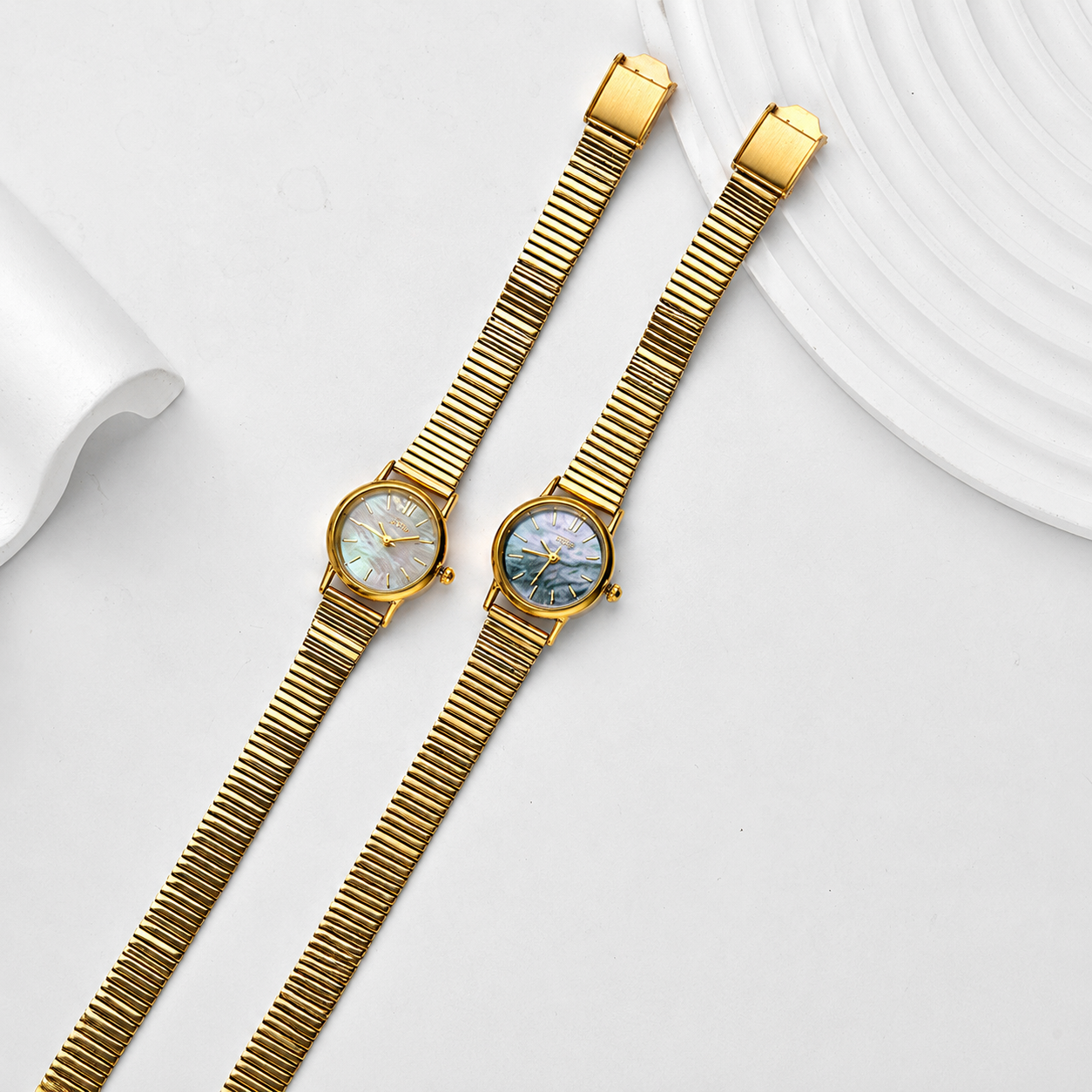 Vintage Mother-of-Pearl Inspired Dial Gold Watch