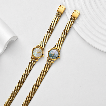 Vintage Mother-of-Pearl Inspired Dial Gold Watch
