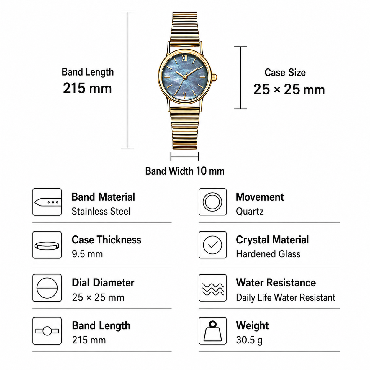 Vintage Mother-of-Pearl Inspired Dial Gold Watch