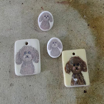 Hand-Painted Ceramic Poodle Dog Jewelry | Necklace & Ring