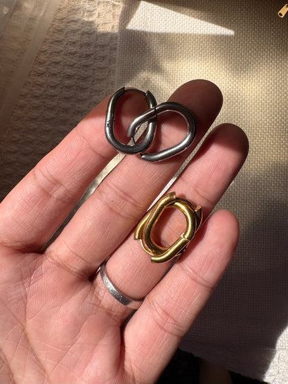 Handmade Ceramic Hoop Earrings | Interchangeable Flower & Donut Charms | Lightweight Hypoallergenic 304 Stainless Steel Gold Plated Hoops | Mix & Match Gift for Her